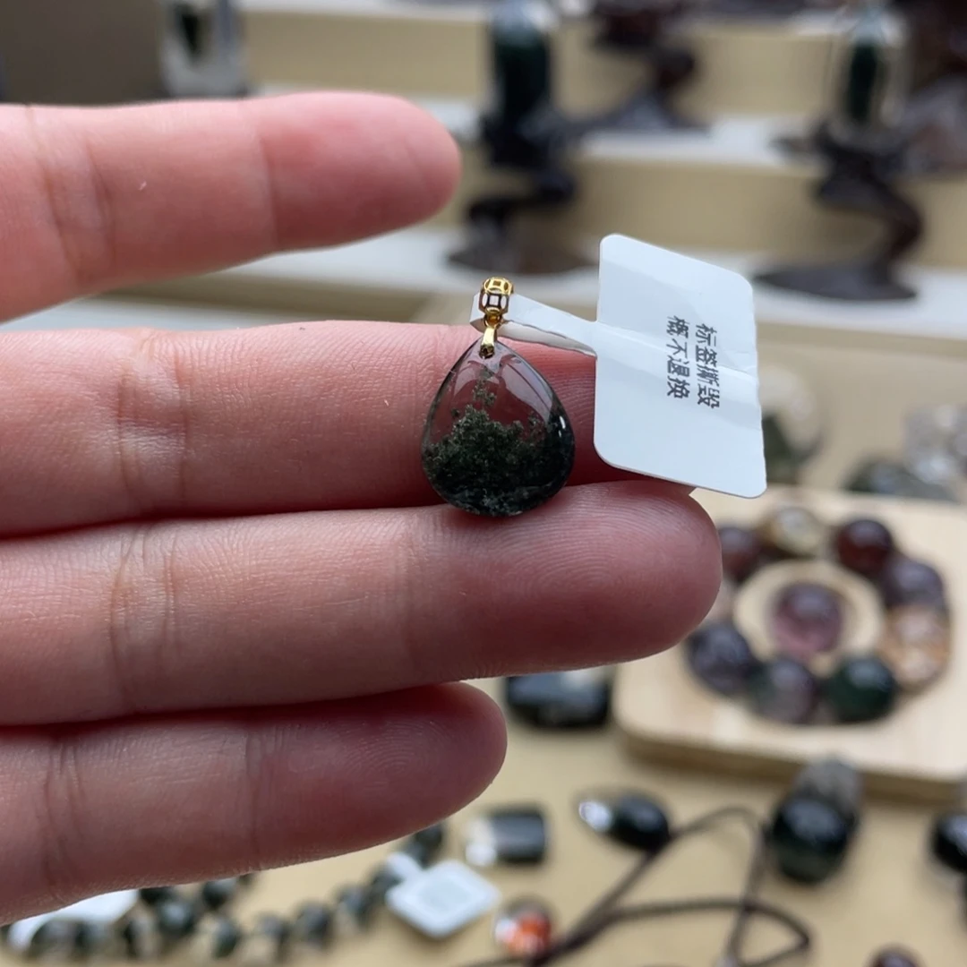 18K金镶嵌颈饰水晶@*心绿幽灵吊坠定制款