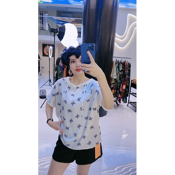 M106  菲姐时尚夏季休闲连帽重工显瘦上衣