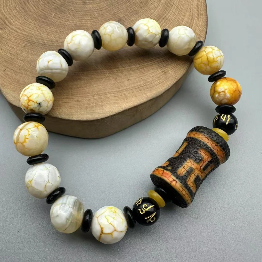 Y109-玛瑙珠配黑色隔片10mm单圈手串