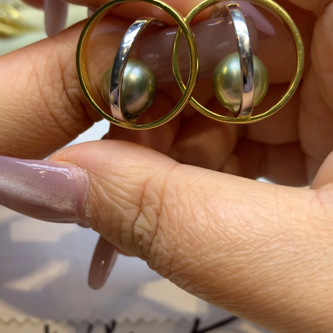 银S925镶嵌耳饰海水珍珠