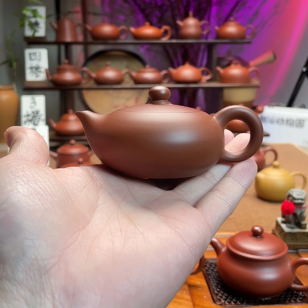 紫砂茶壶浪*朱泥手拉