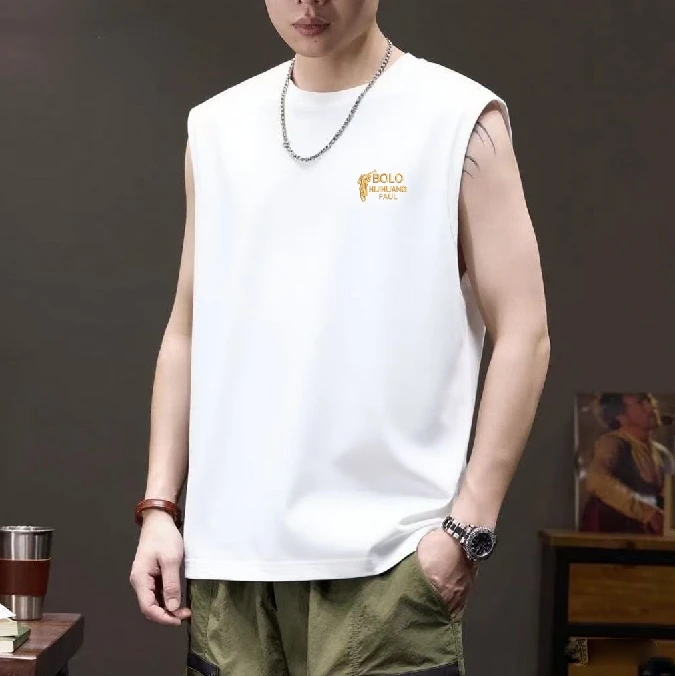 HUIHUANGPAUL/辉煌保罗夏季纯棉无袖背心休闲清凉茉莉花香短袖T恤