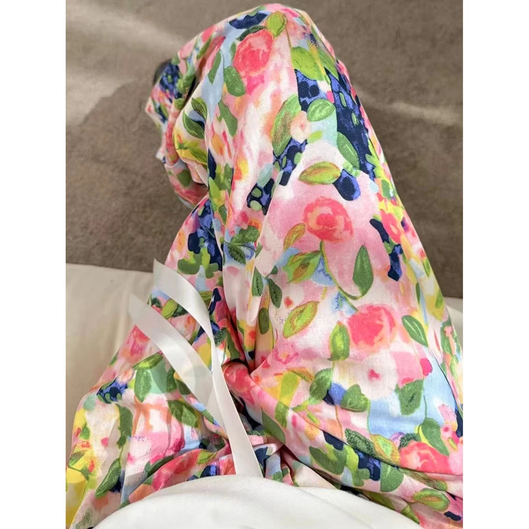 棉绸睡裤夏季宽松大码阔腿裤家居裤可外穿人造棉沙滩裤显腿长神裤