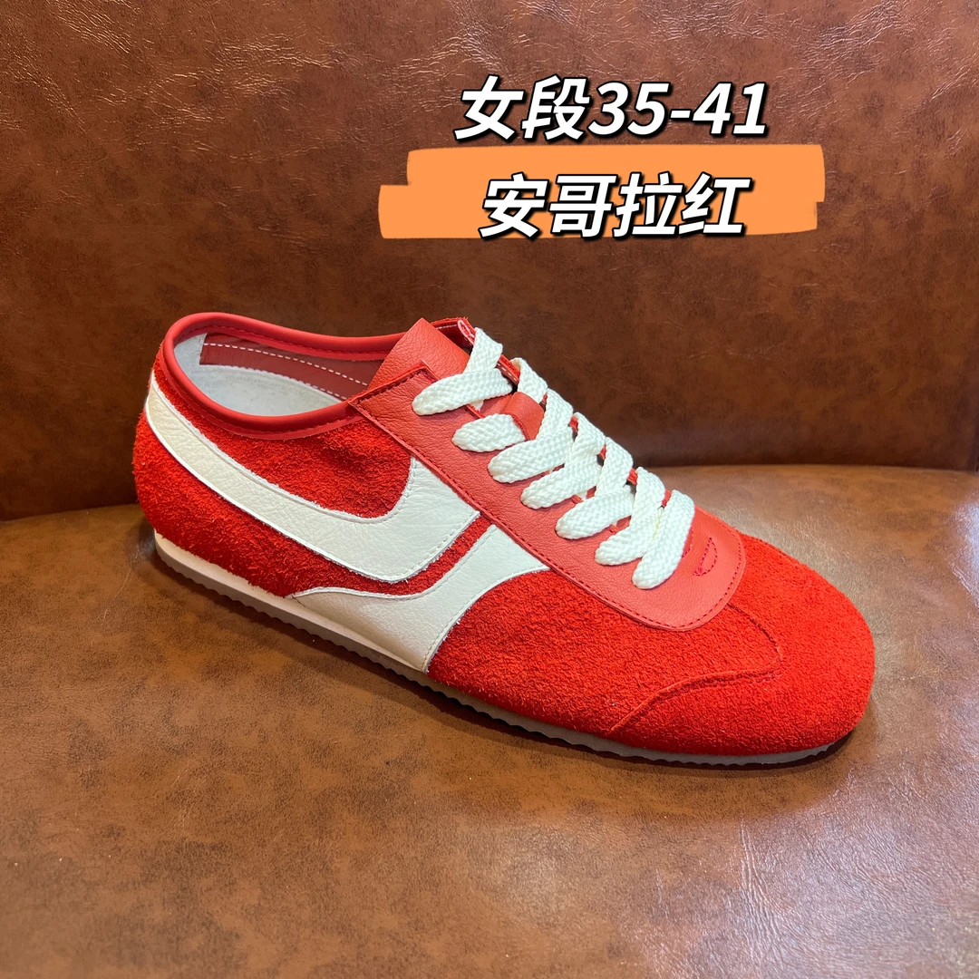 【男女同款】进口头层牛皮复古德训鞋男休闲运动薄底鞋方头真皮板鞋