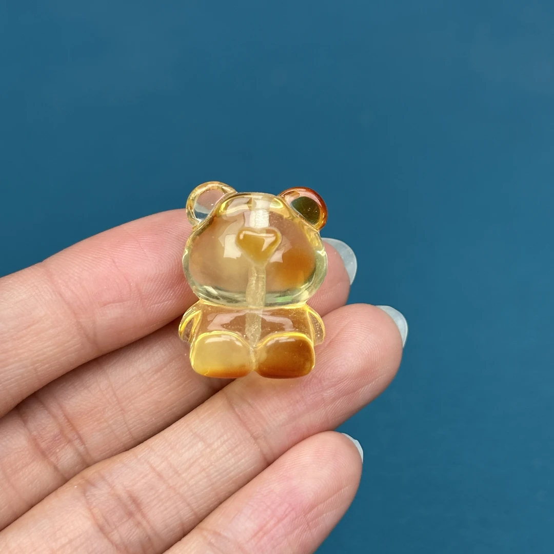 Y4066天然原矿蜜蜡小熊18x24mm 上下孔抖音基地质检发货