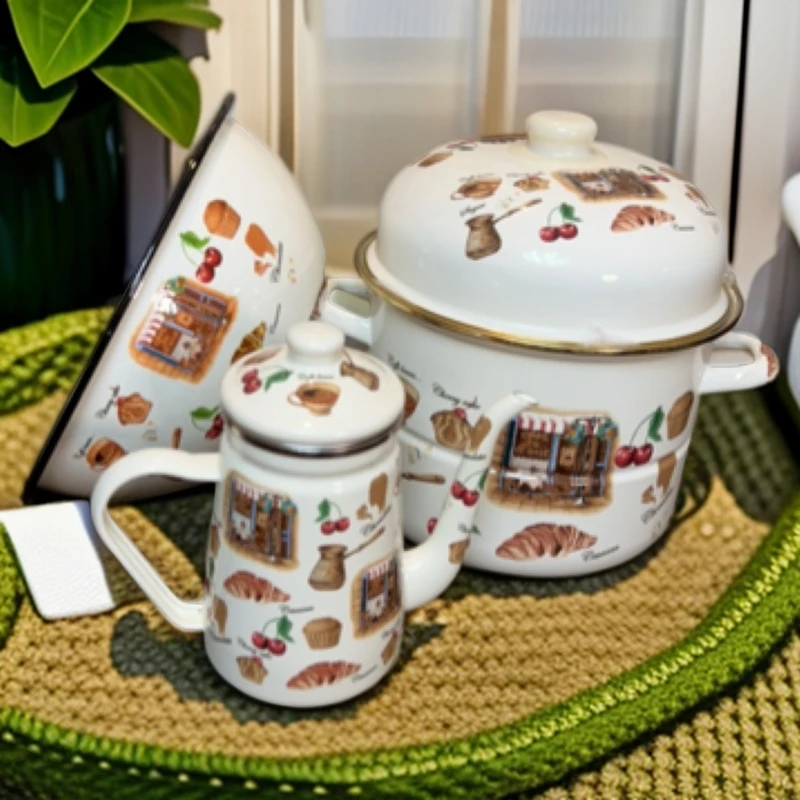 新疆包邮【美式三件套24cm蒸锅 30cm和面盆，茶壶】 家用创意大容量