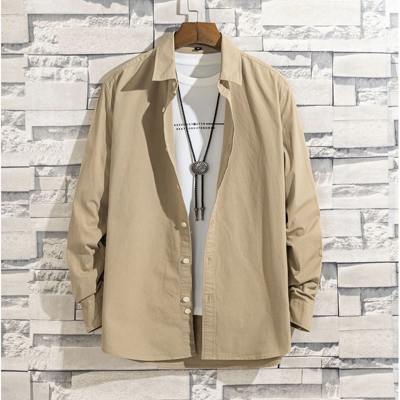 衬衫男装2025年春季四季通用纯棉高品质时尚衬衫净色