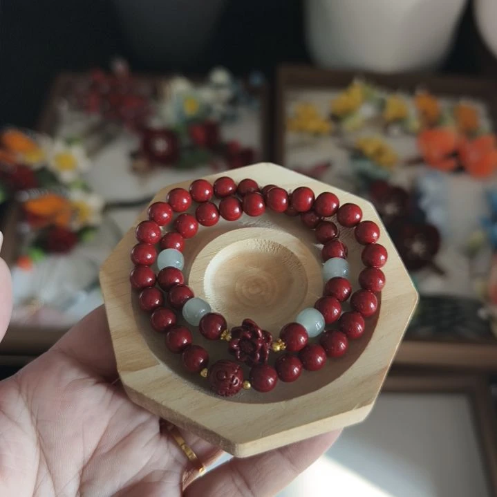 醋酸铁合金朱砂双圈特价手串