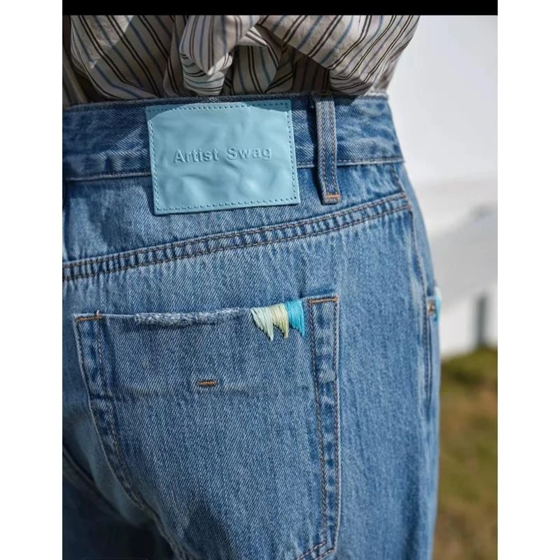 HCC 花 65900 夏季超级推荐~高腰小众设计阔腿拖地牛仔裤