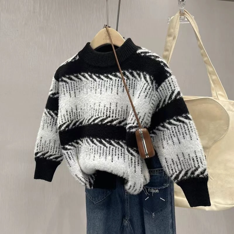 男女童加厚韩国绒毛衣新款秋冬针织衫套头洋气百搭