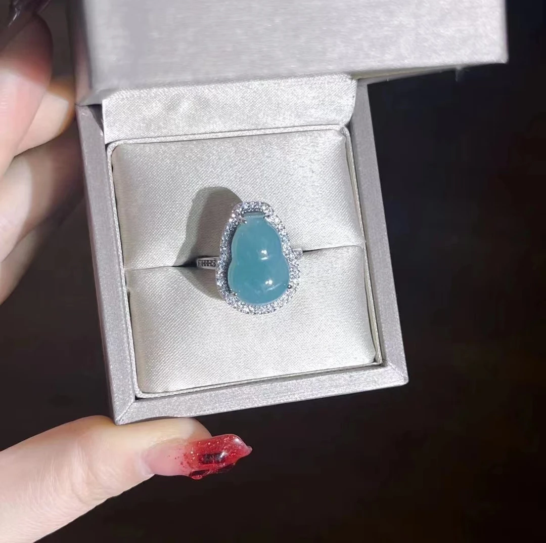 【华之京】蓝水翡翠葫芦戒指 活口可调 H3257