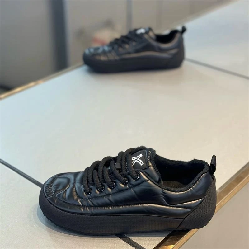 Bambetel男鞋百搭冬季加绒保暖棉鞋舒适系带软底休闲板鞋时尚潮流