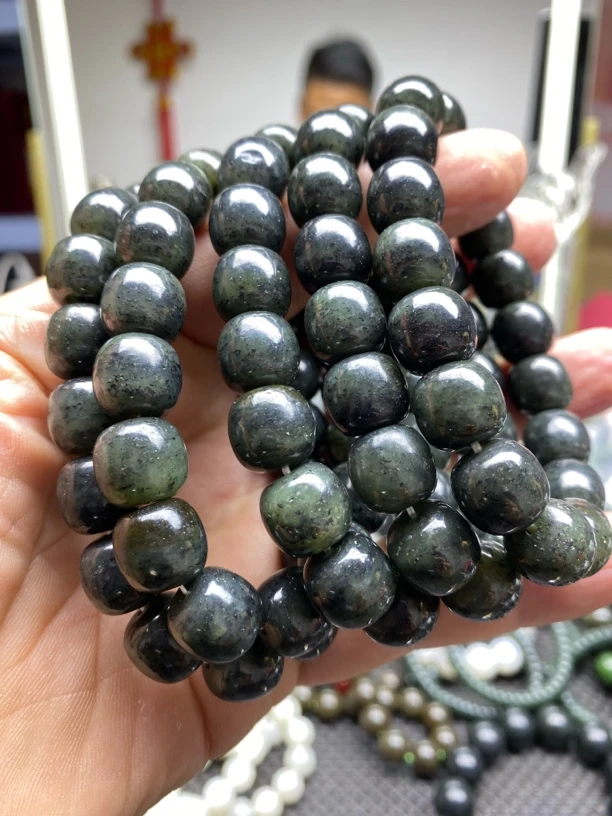 和田玉且末青花少糖12老型手串多样性发货拍一发一