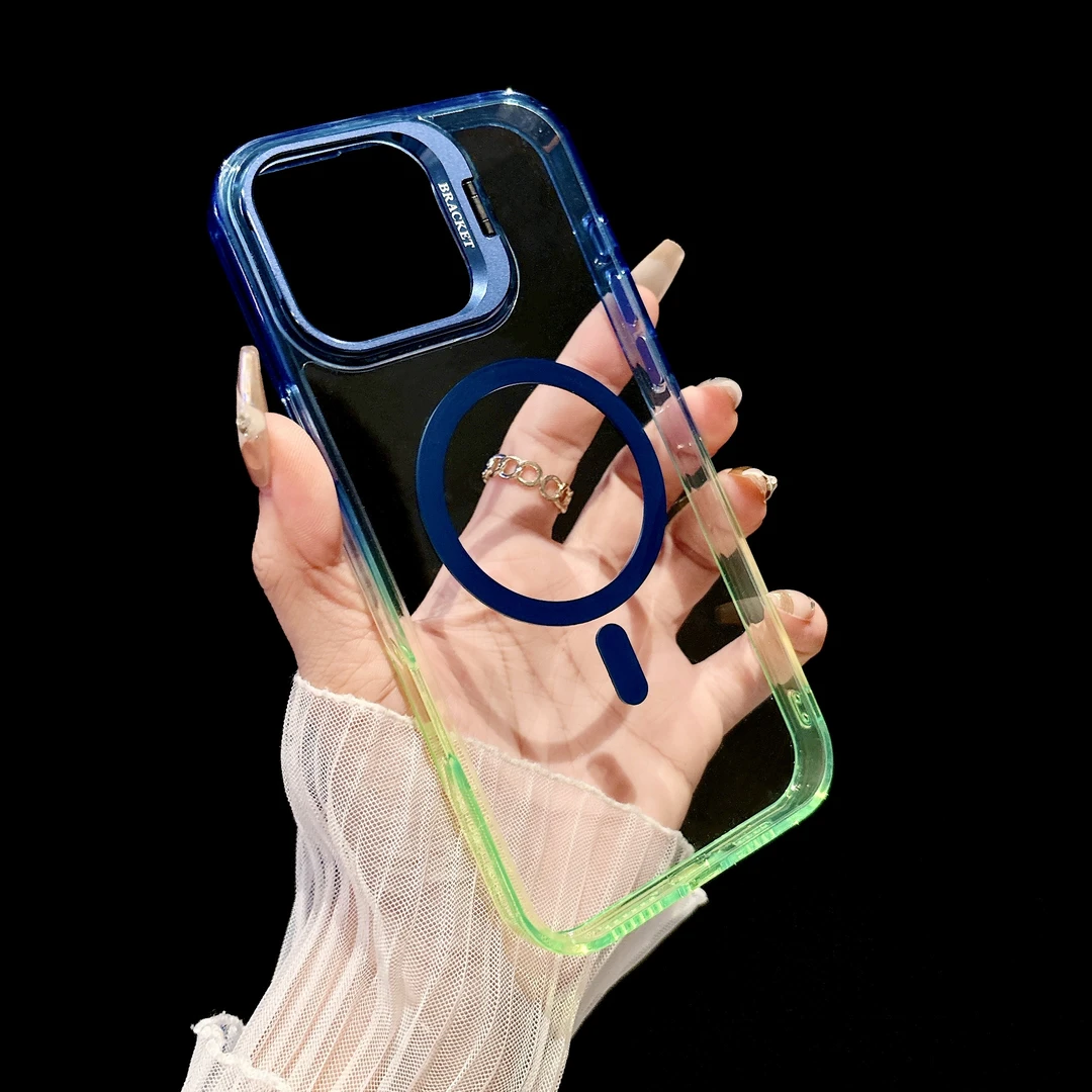【时尚渐变】适用苹果16promax手机壳透明磁吸iPhone13/14/15防摔套