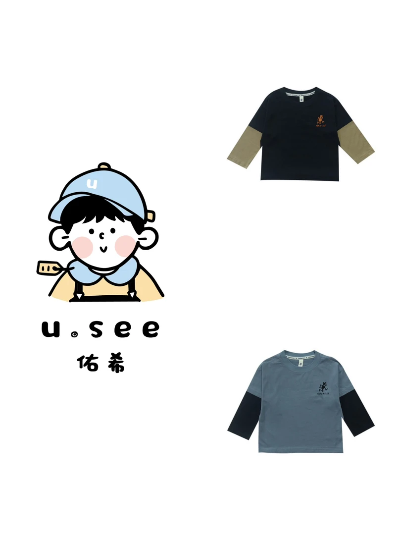 佑希25春季日系多巴胺磨毛精梳棉潮童插肩打底T恤