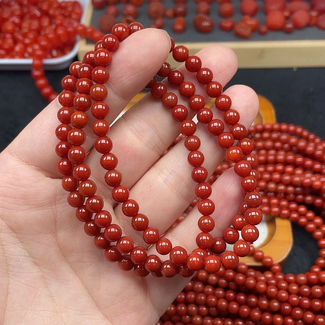 南红玛瑙1号瓦西牛血红卡6长链未镶嵌