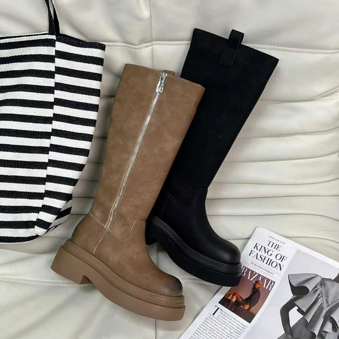 CC-摩卡高靴秋季圆头城市机能风欧若假日风欧若智性风EQX29583
