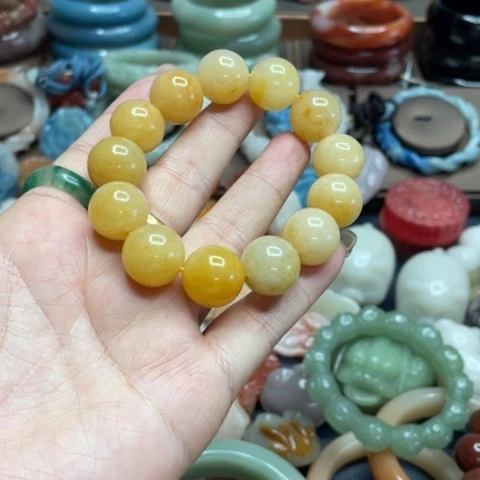 合金石英质玉（黄龙玉）手链