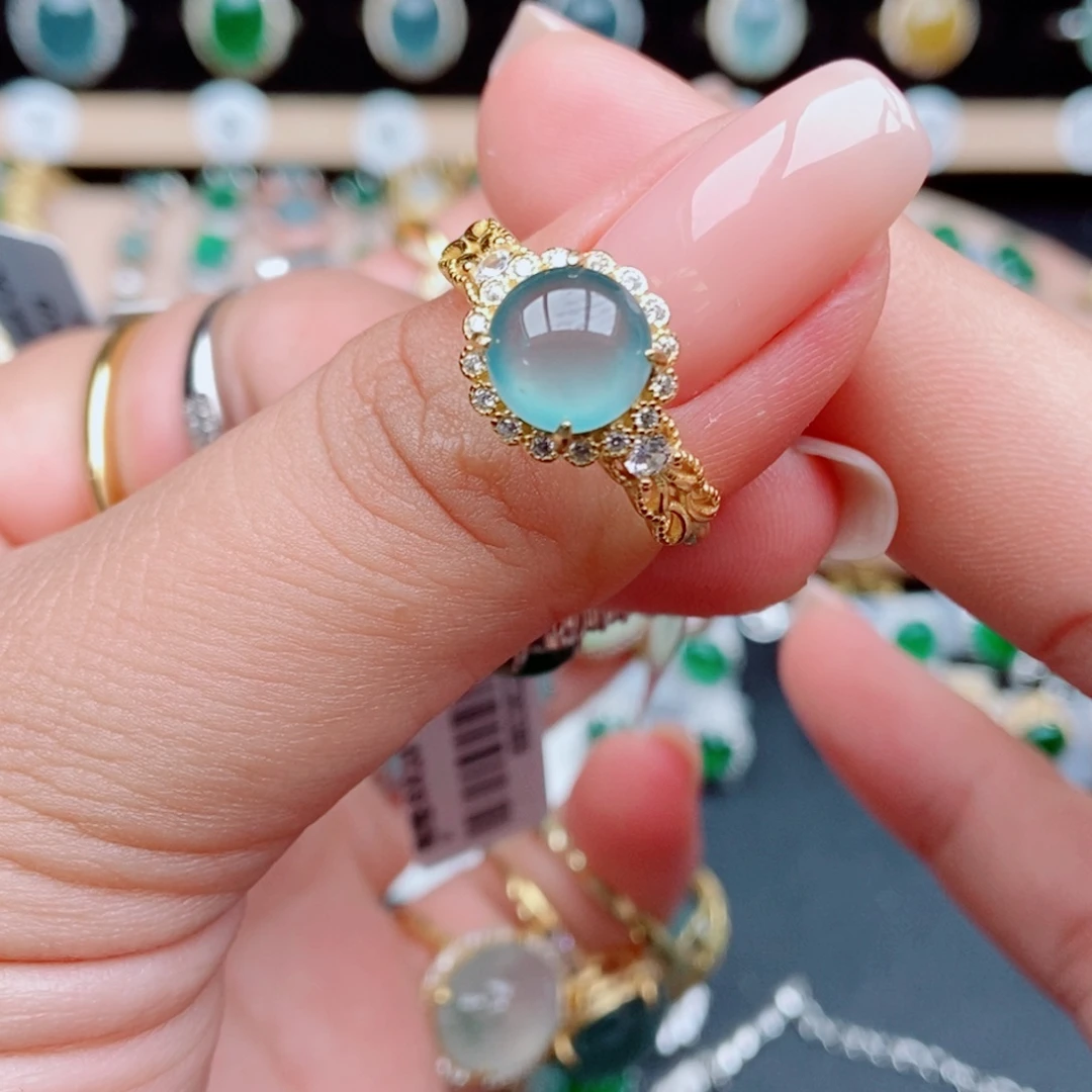 用***5翡翠银S925镶嵌戒指