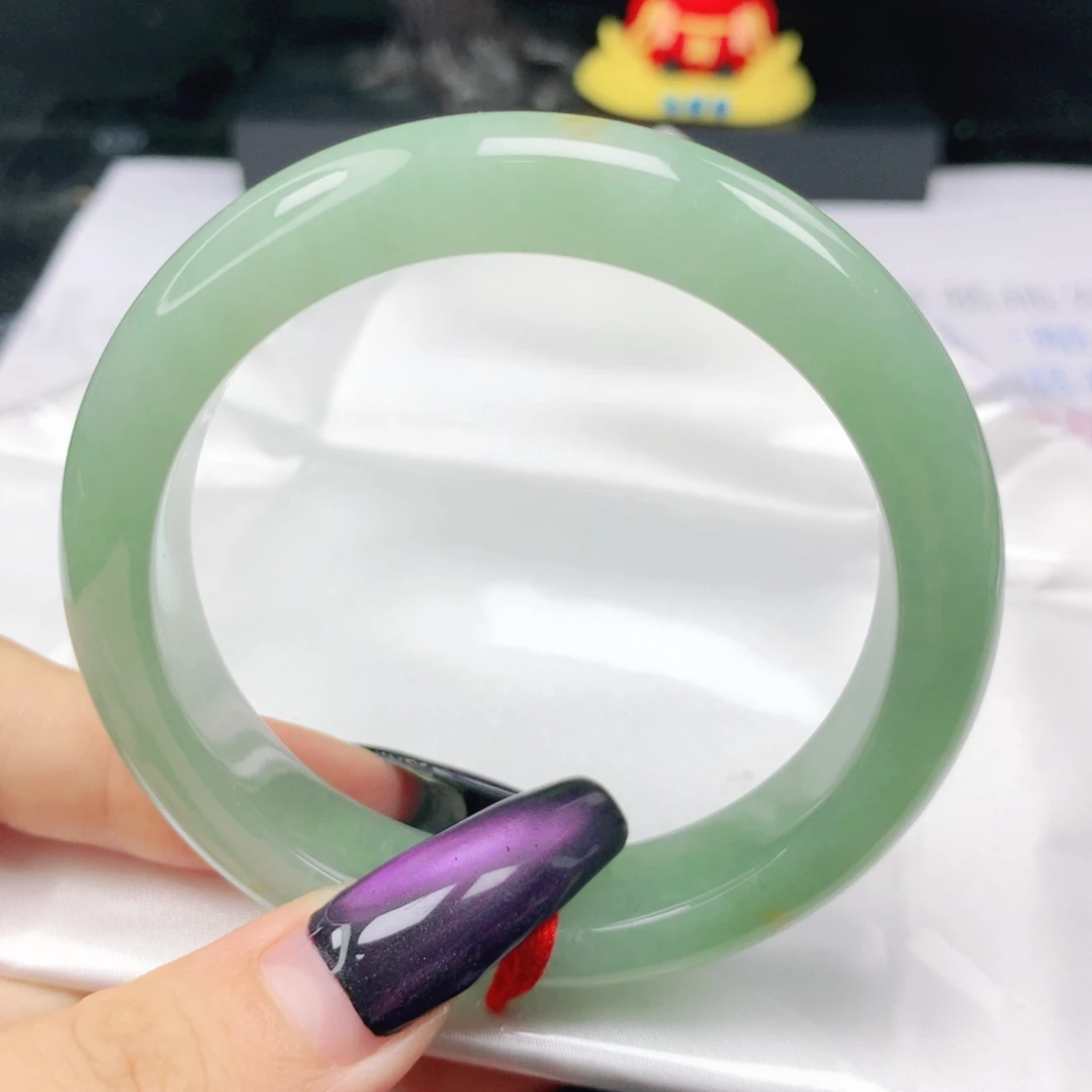 翡翠未镶嵌手镯翡翠56.5甜果绿正圈