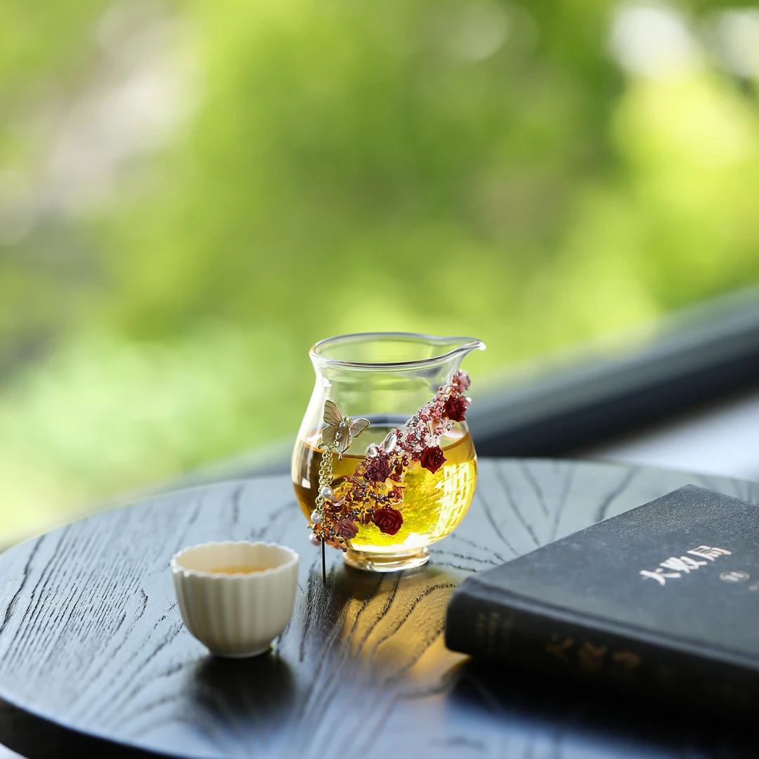 百垚纯手工高硼硅玻璃蝴蝶公道杯家用茶杯茶道配件