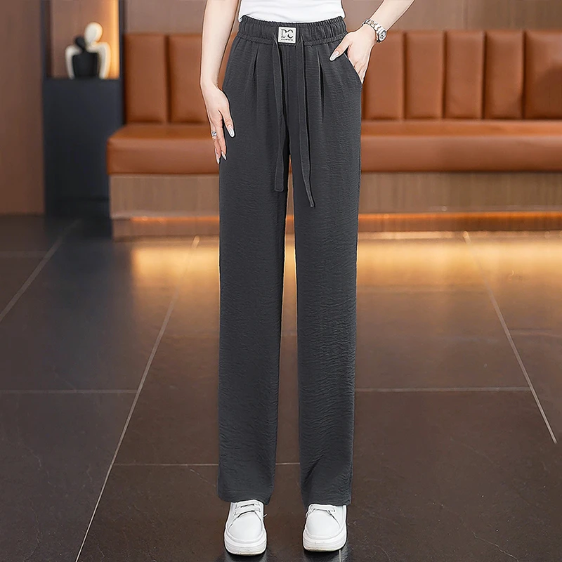 夏天薄款休闲裤女2025年夏季新款时尚减龄显瘦直筒窄版阔腿裤