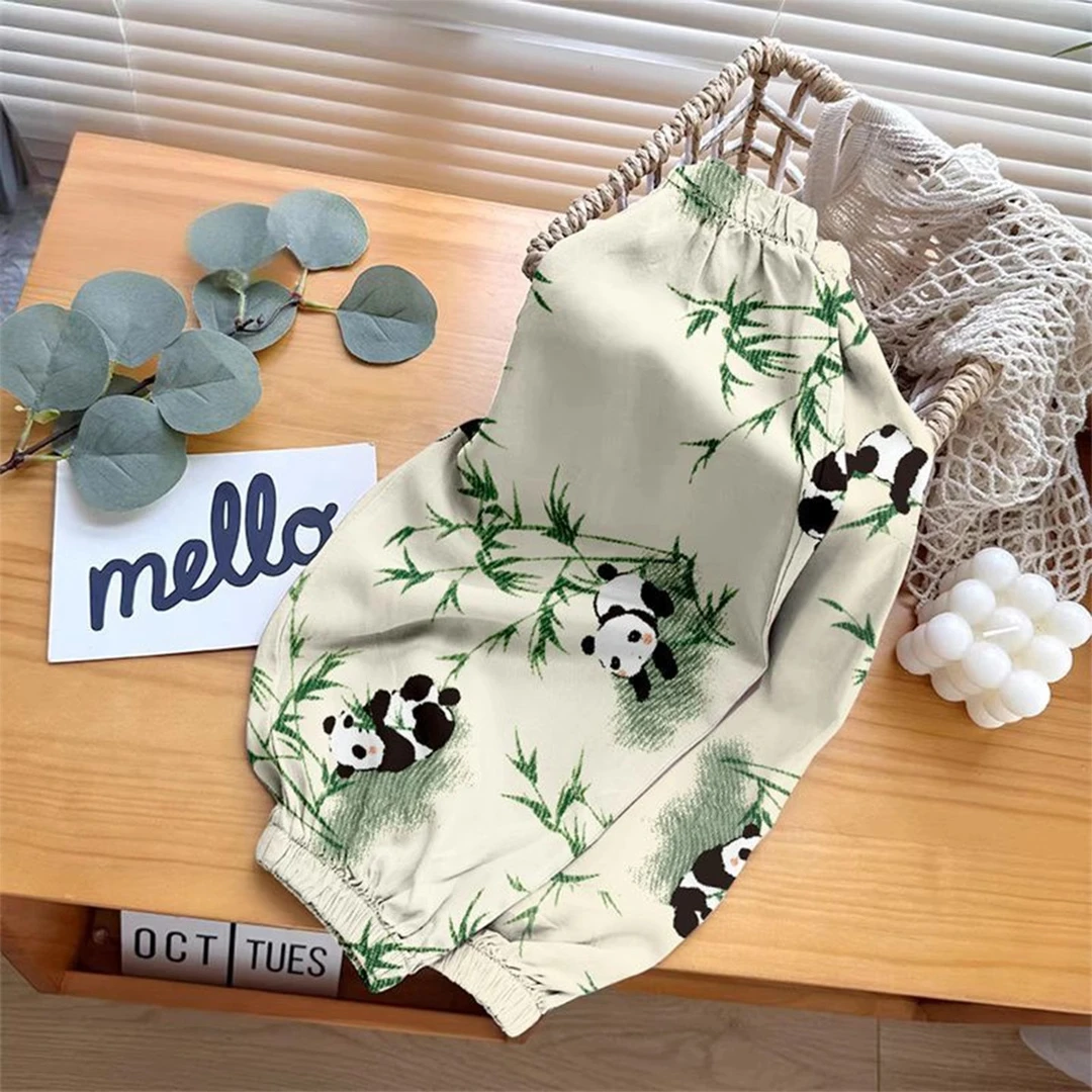 儿童夏季薄款防蚊裤男童女童国风凉感抖抖裤宝宝夏天洋气束脚长裤