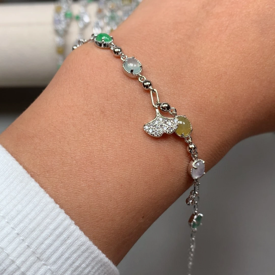 翡翠戒指银S925镶嵌手链