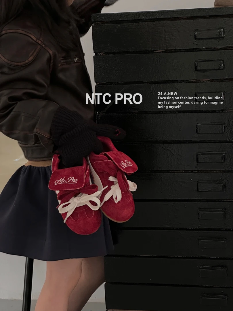NTC-6863  2024新NTC潮牌加绒低帮韩版德训皮面保暖复古运动鞋