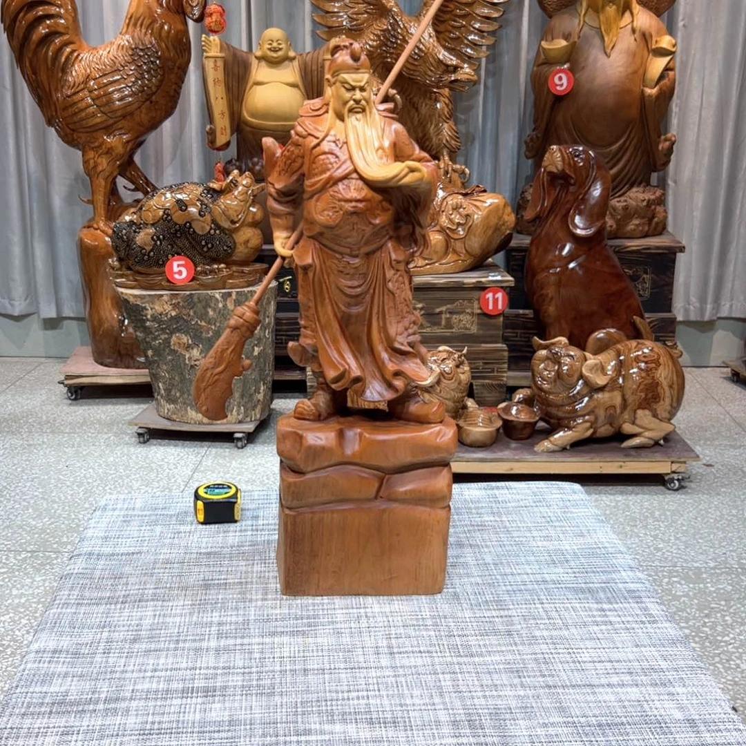 香樟木孤**心实木根雕摆件关公