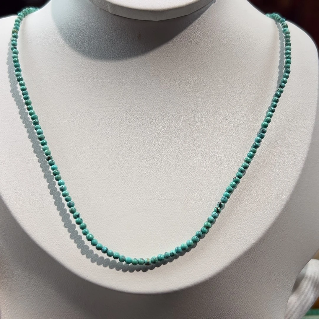 绿松石未镶嵌05圆珠锁骨链放漏卡2+