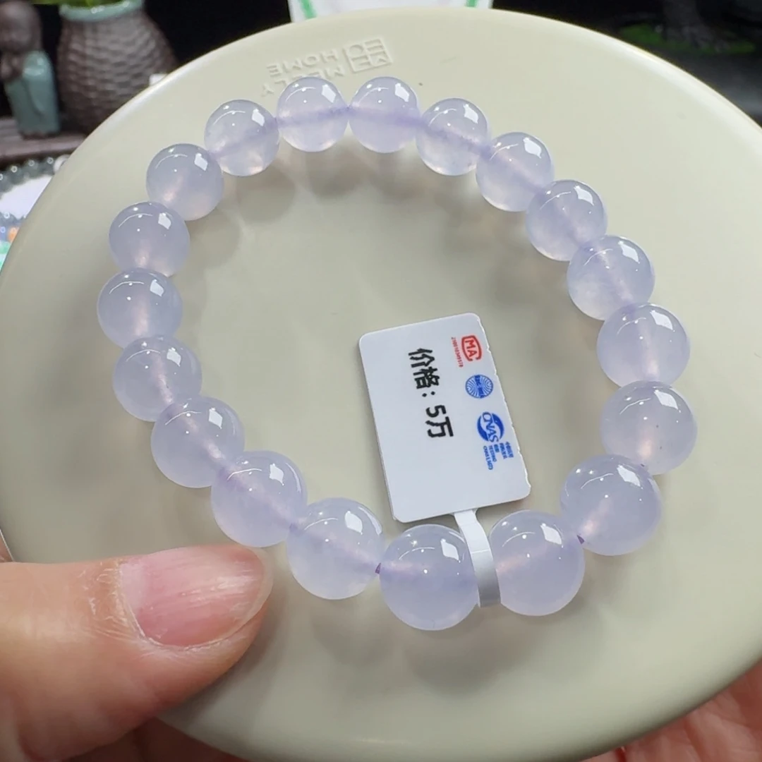翡翠未镶嵌手链高冰粉紫单圈10mm