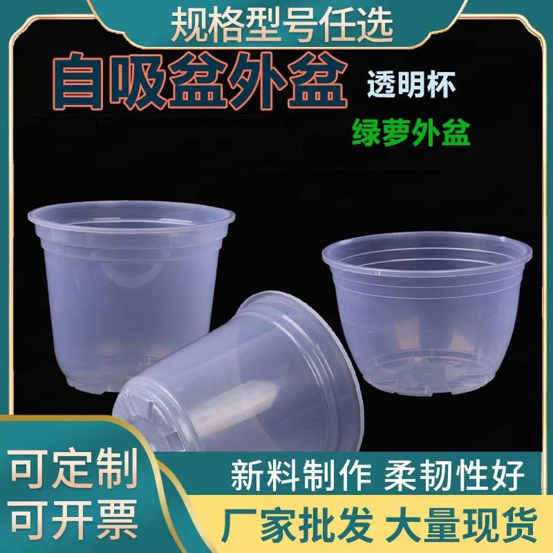 自动吸水绿萝外盆透明盆懒人盆外套免浇水花盆透明杯储水盆塑料