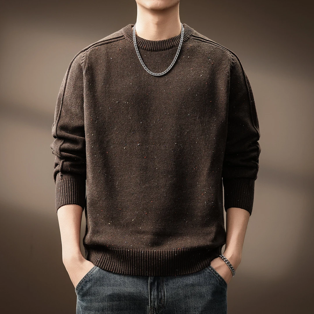 MR.MUDI/穆迪先生美式复古满天星毛衣男士秋冬新款拼接休闲针织衫