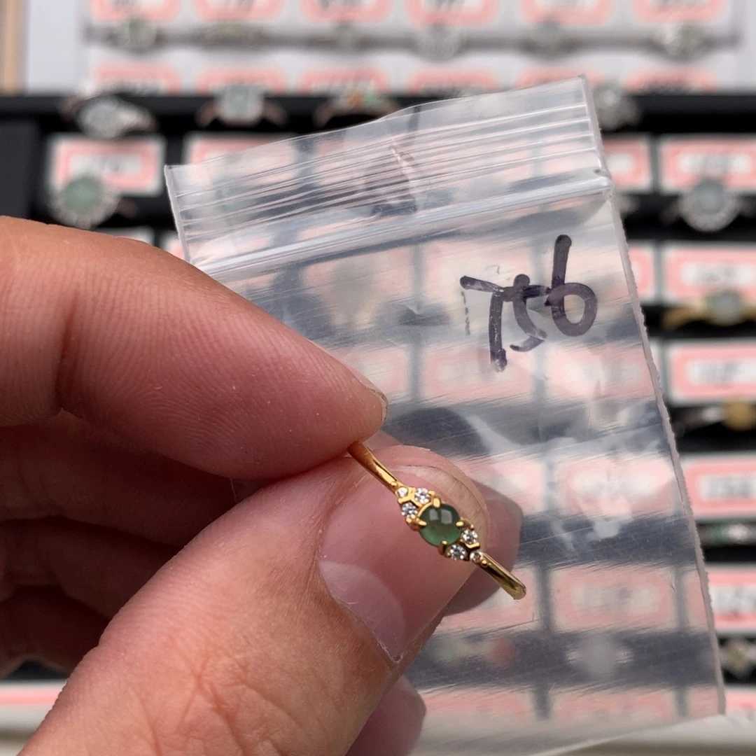 翡翠银S925镶嵌戒圈756