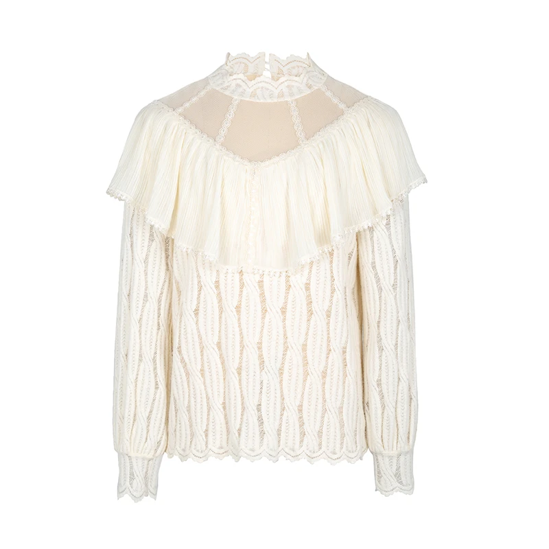 【品牌】商场同款新品进口磨毛蕾丝上衣N0210A34589