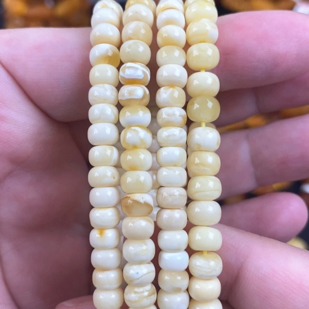琥珀珠宝奇石未镶嵌6+俄料白花蜡