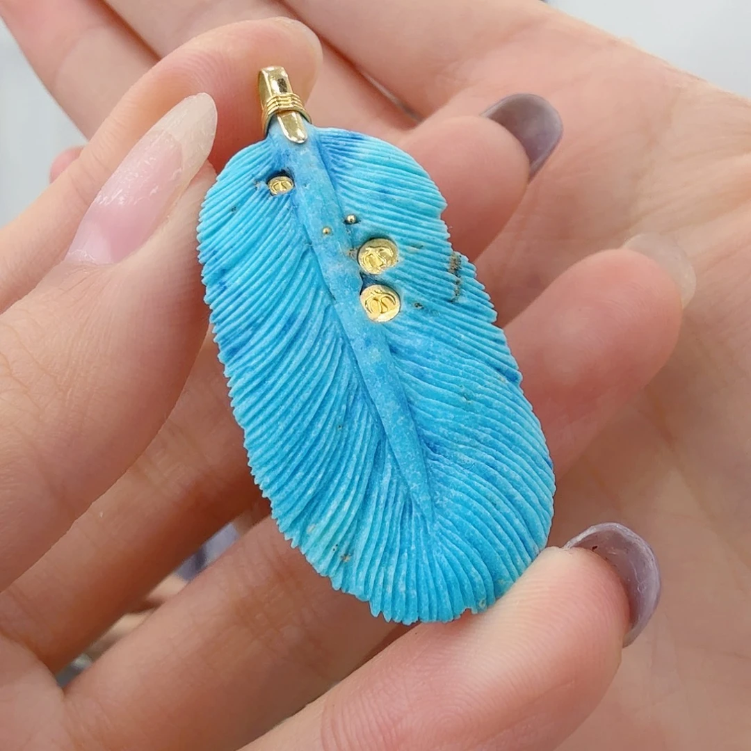 绿松石18K金镶嵌珠宝奇石