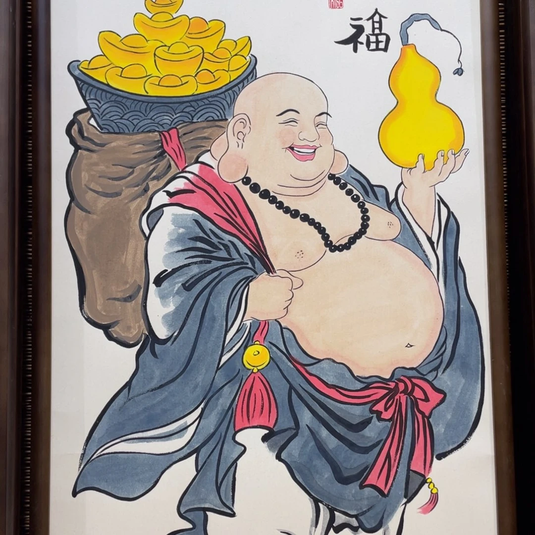 简***单国画卷轴弥勒佛1111