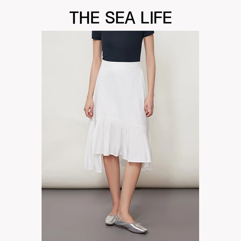 THESEALIFE欧海一生 高腰半身裙女2025夏不规则设计半裙多色10335