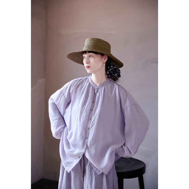 秋季新款文艺复古欧根纱原创衬衣透气清凉宽松柔软中式休闲感衬衫