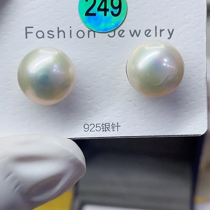 淡水珍珠耳饰银S925镶嵌默*