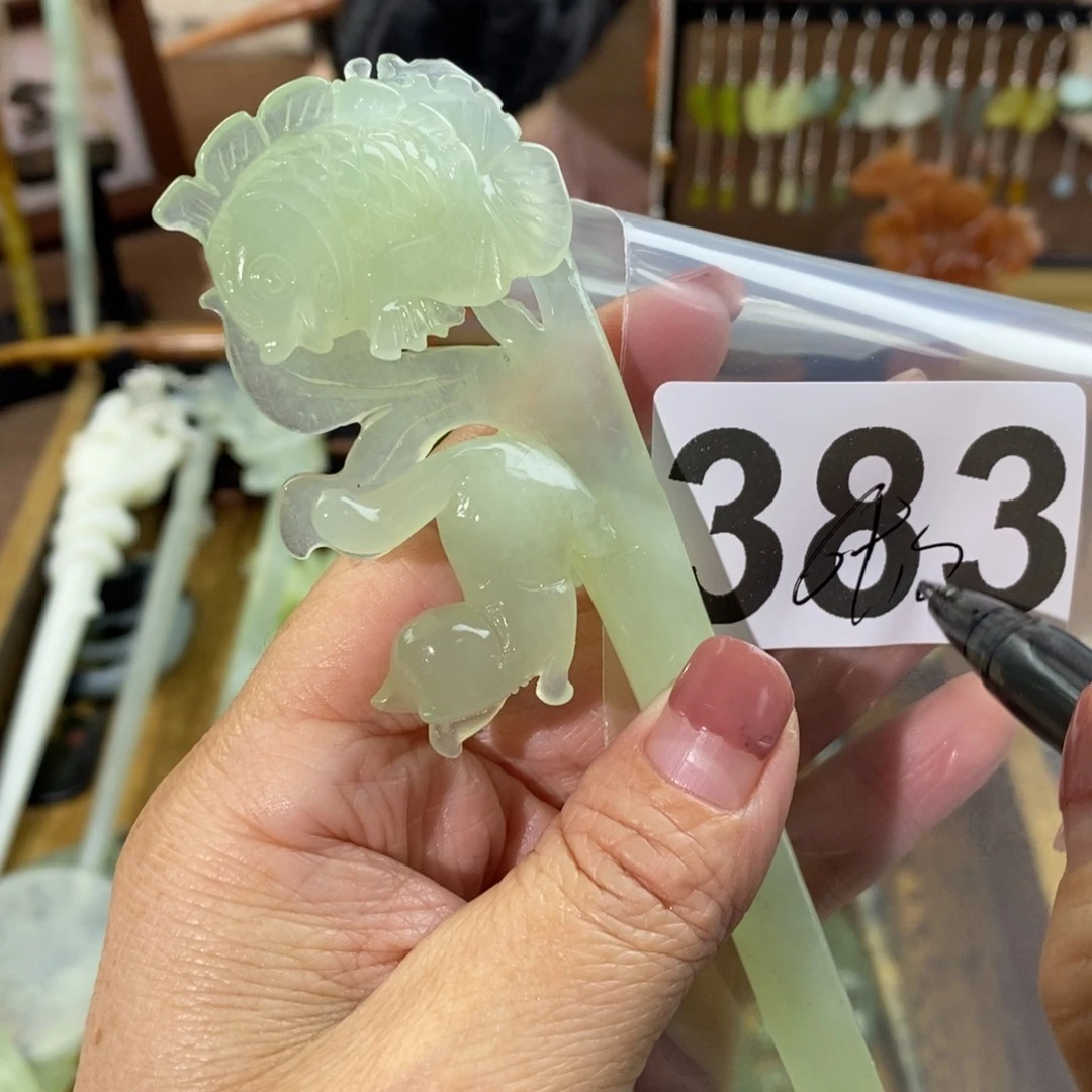 蛇纹石玉玉簪合金温*