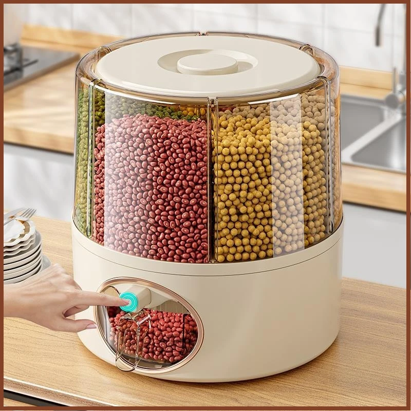 五谷杂粮收纳盒分隔旋转米桶防虫防潮密封家用2025新款储米箱米缸