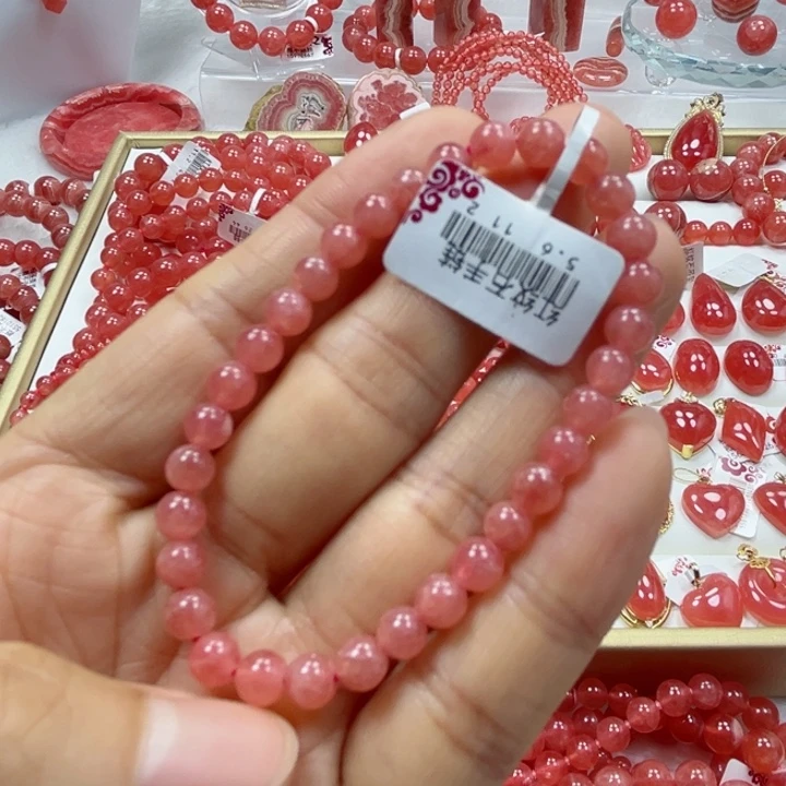 菱锰矿（红纹石）未镶嵌手串5.6咪