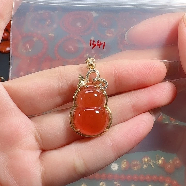 南红玛瑙银S925镶嵌吊坠