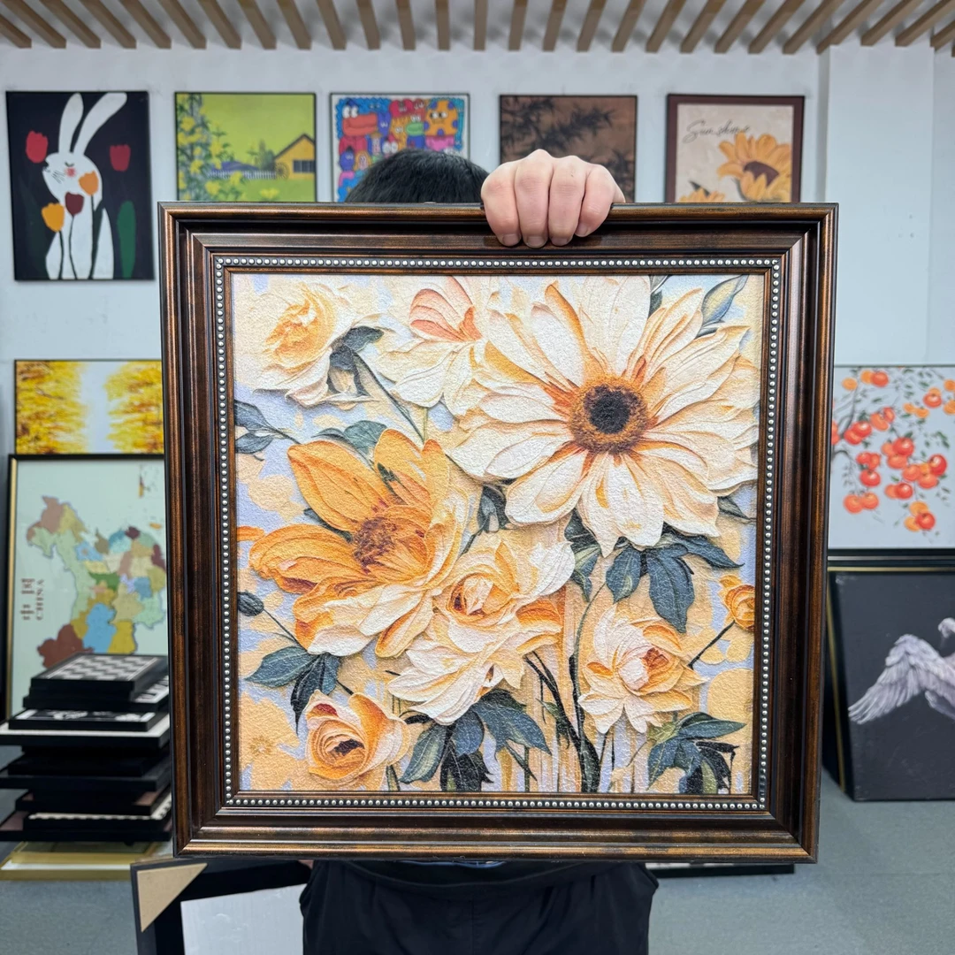 北欧轻奢奶油餐厅客厅装饰画卧室床头餐厅花卉高级感挂画5050