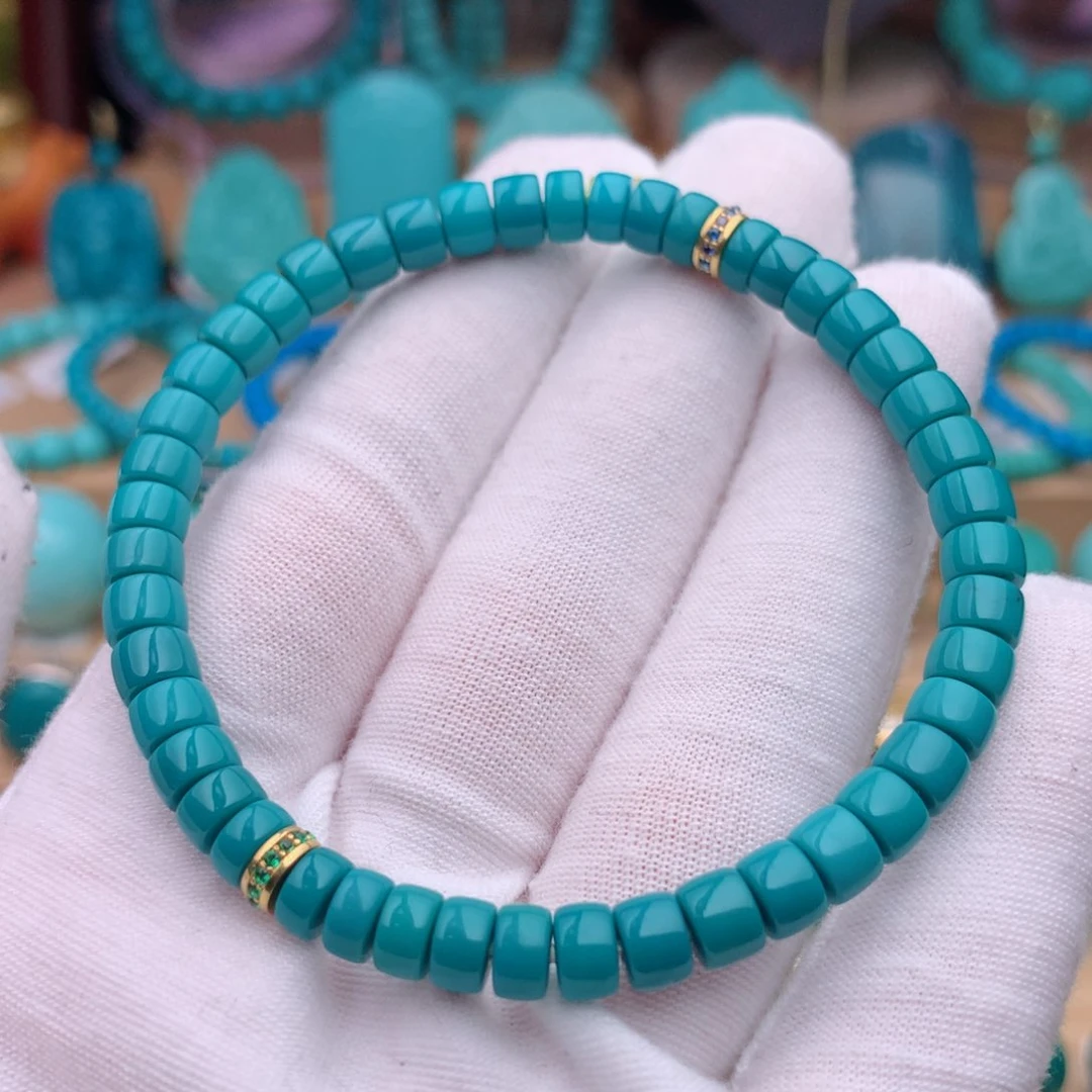 18K金镶嵌绿松石珠宝奇石6mm