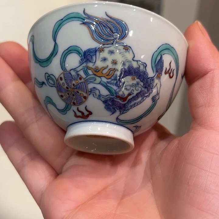 原矿老派斗彩描金杯