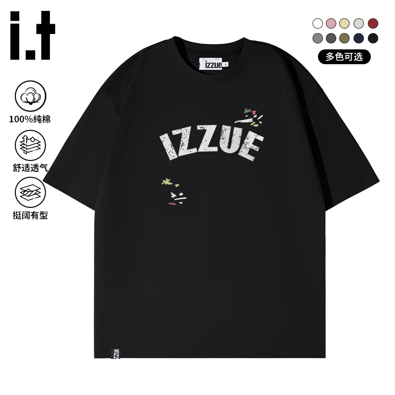 i.t izzue美式短袖男女同款设计师原创高级感涂鸦风情侣半袖t恤夏